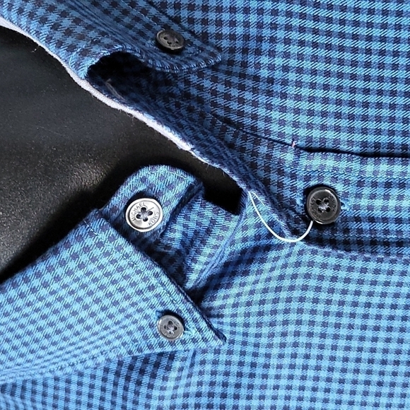 Michael Kors blue and black checked button down shirt NWT - Picture 5 of 7